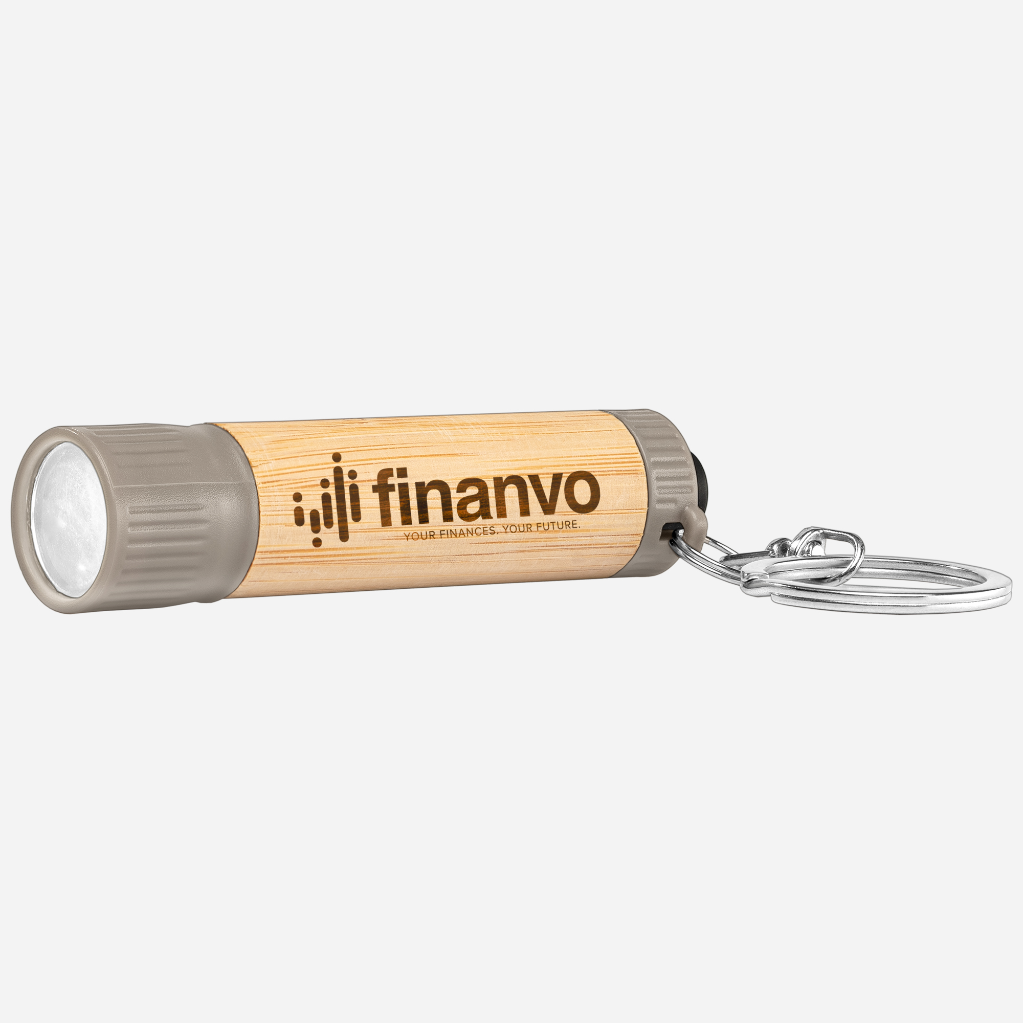 Porte clés lampe personnalisable en bambou Gris chaud